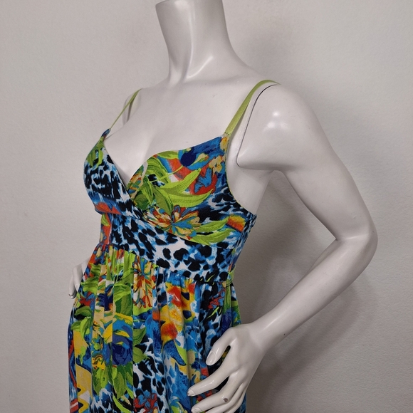 Derek Heart Multicolor Vibrant Floral Animal Print Tropical Maxi Dress Size M - Picture 10 of 13